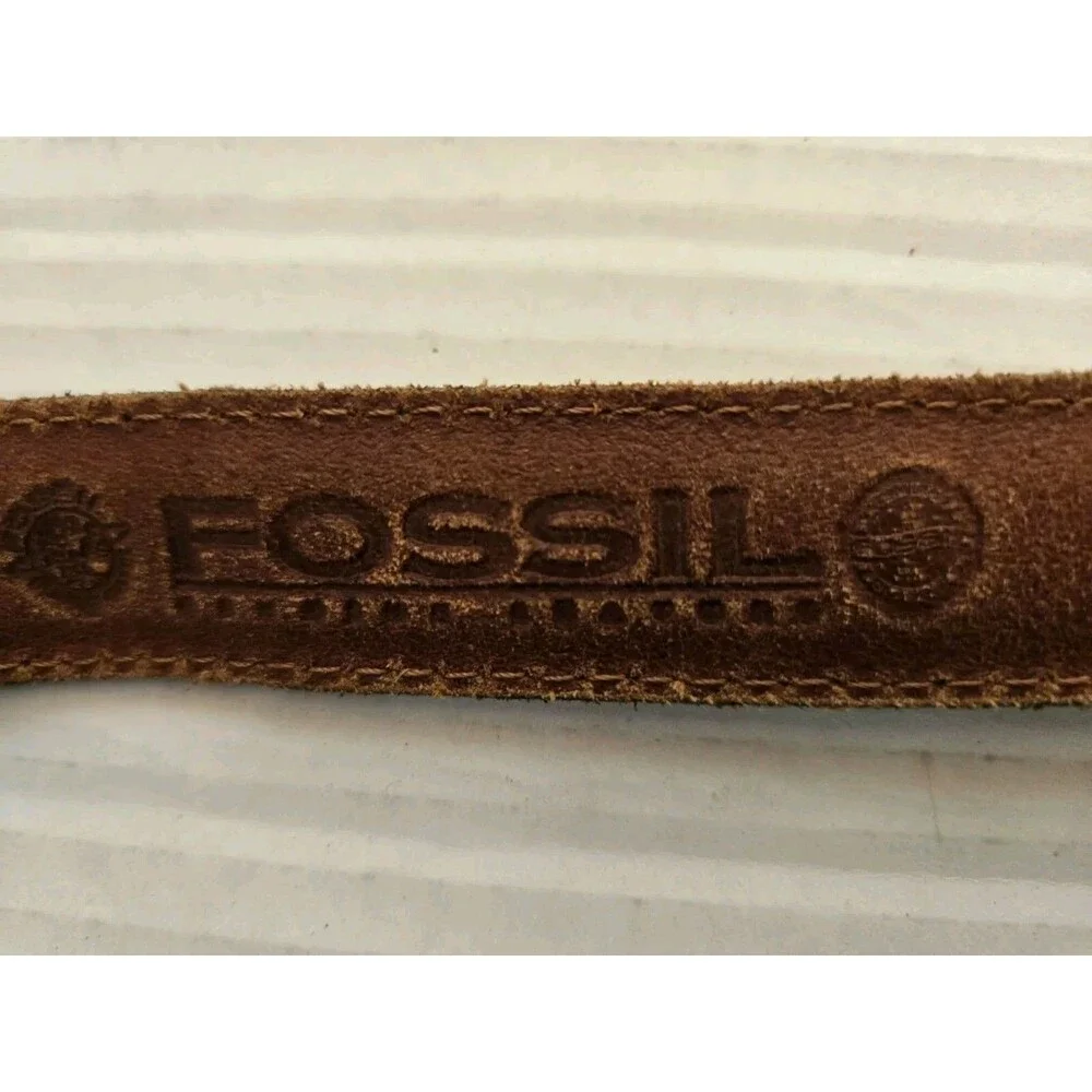 Fossil Leather Womens Girls Leather Belt Tarnished Brass Buckle, Size M
